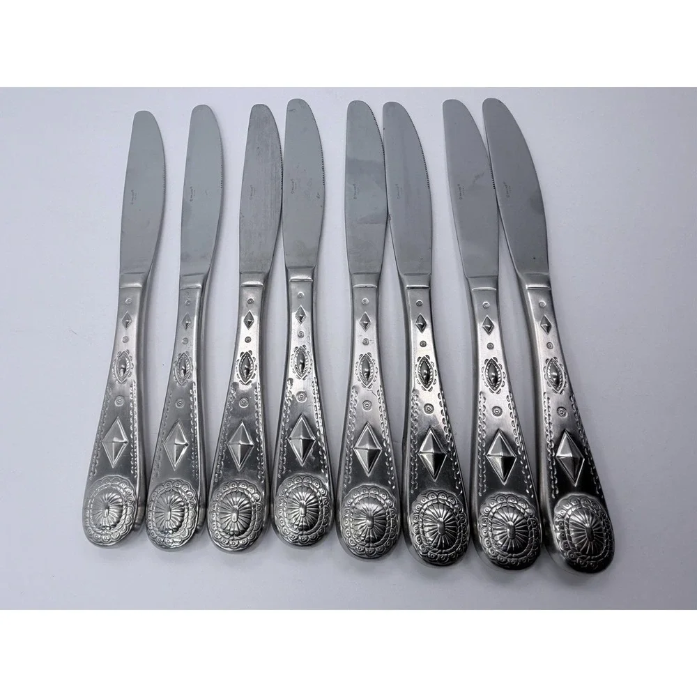 Wallace TAOS 18/10 Stainless Steel Flatware Dinner Knives Lot of 8 Southwest